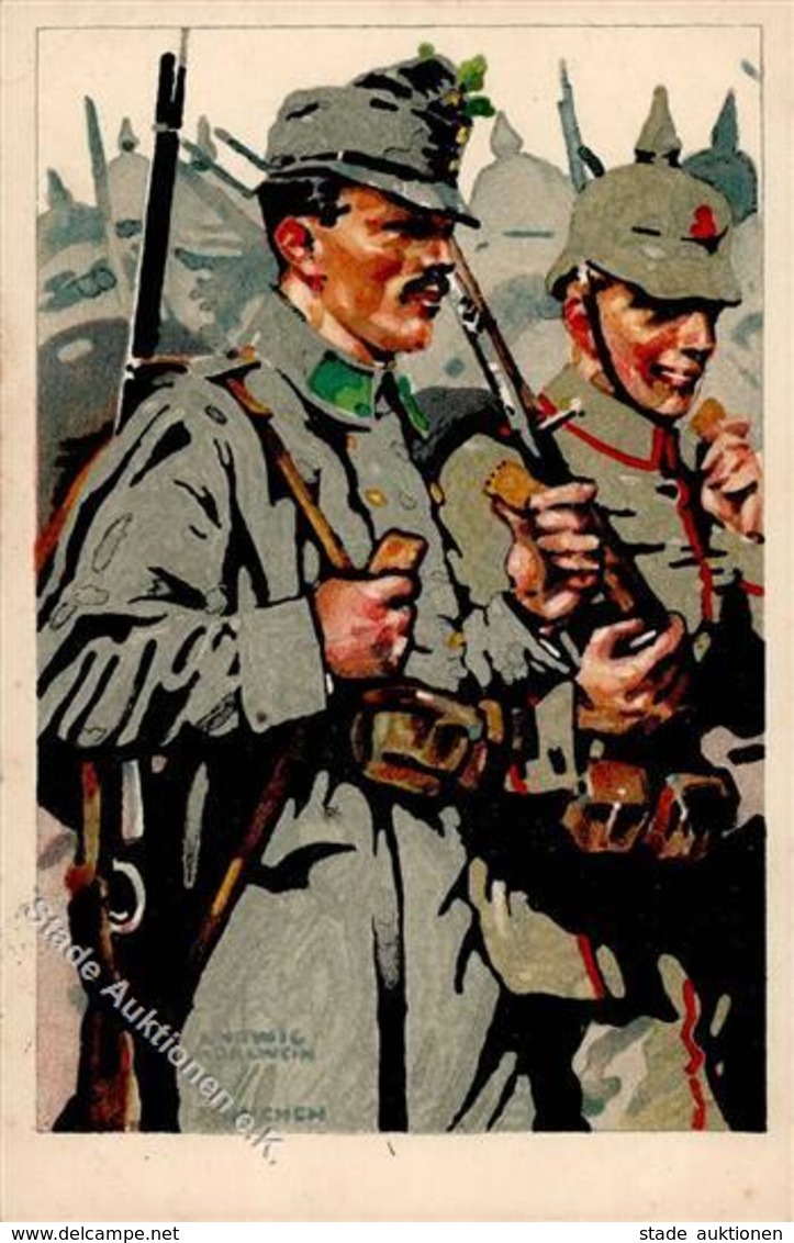 Hohlwein, L. WK I Soldaten Bahlsen Keks Künstlerkarte 1915 I-II - Hohlwein, Ludwig