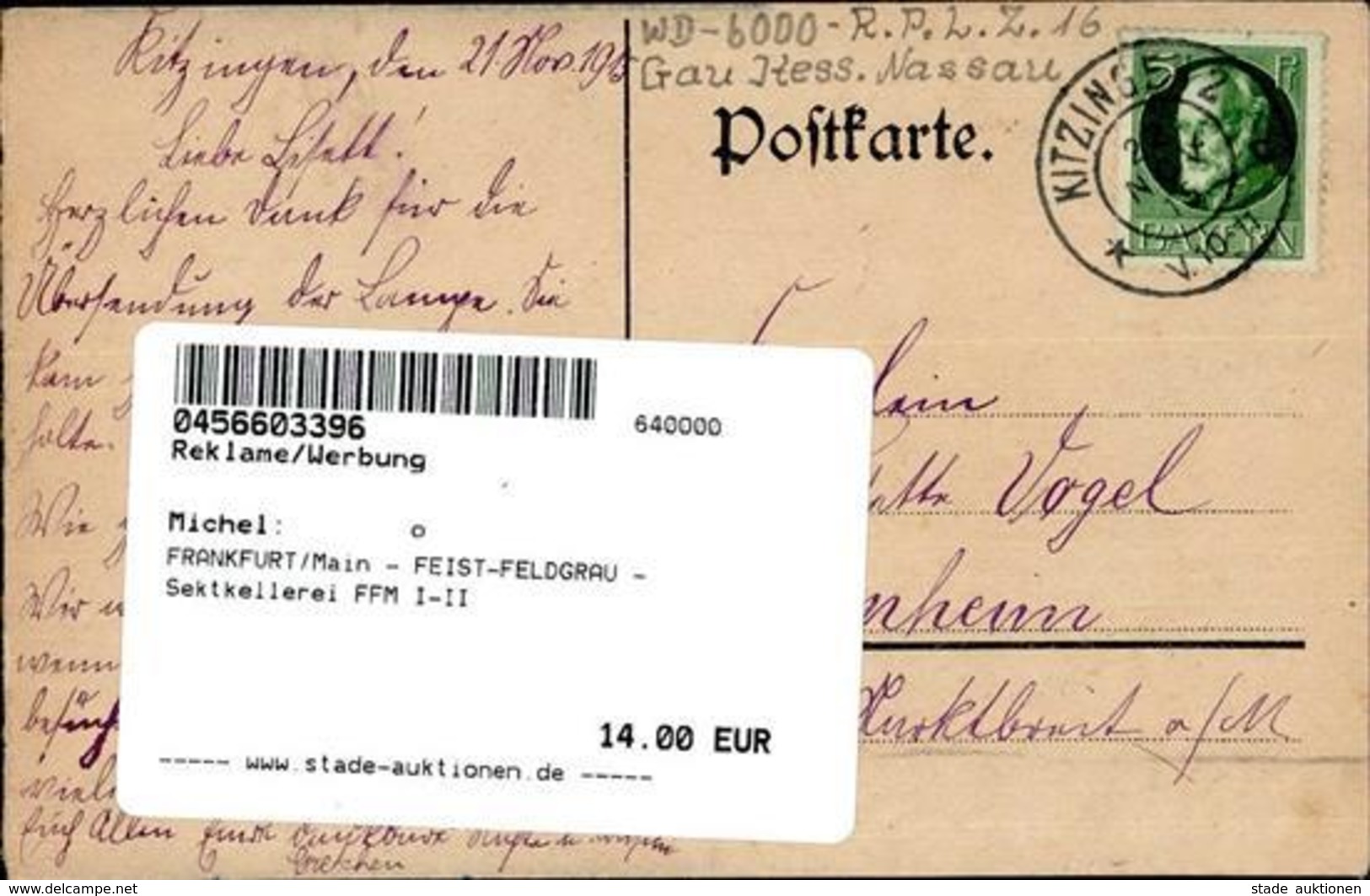 FRANKFURT/Main - FEIST-FELDGRAU - Sektkellerei FFM I-II - Werbepostkarten
