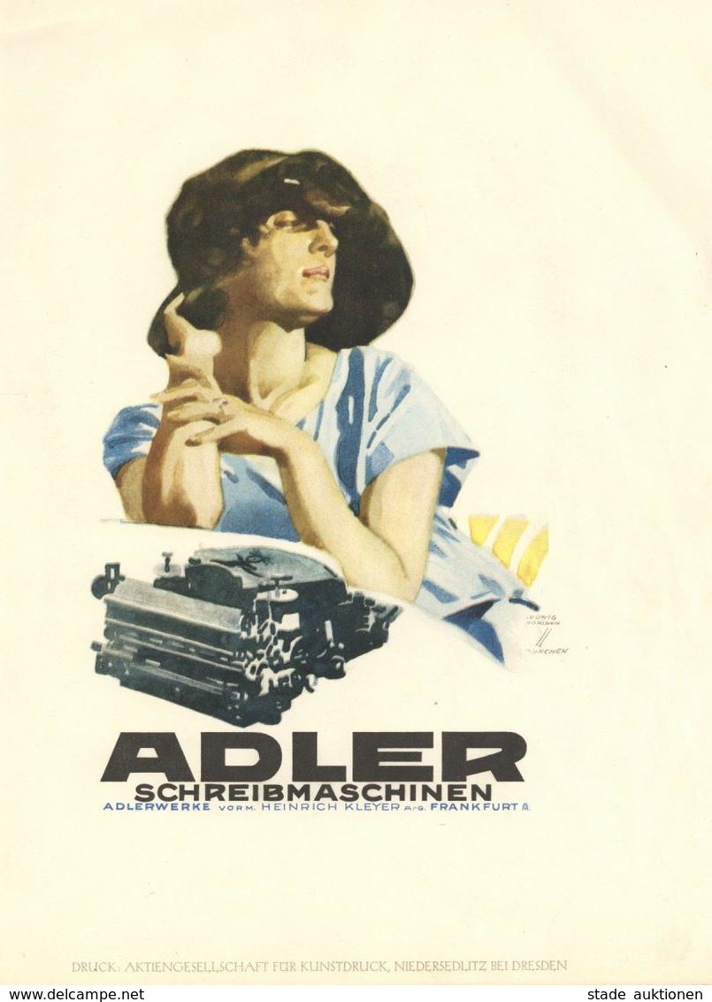 HOHLWEIN,Ludwig - Klein-Plakat (20,7x28,6cm) FRANKFURT/MAIN ADLERWERKE - Adler-Schreibmaschinen I-II - Publicité
