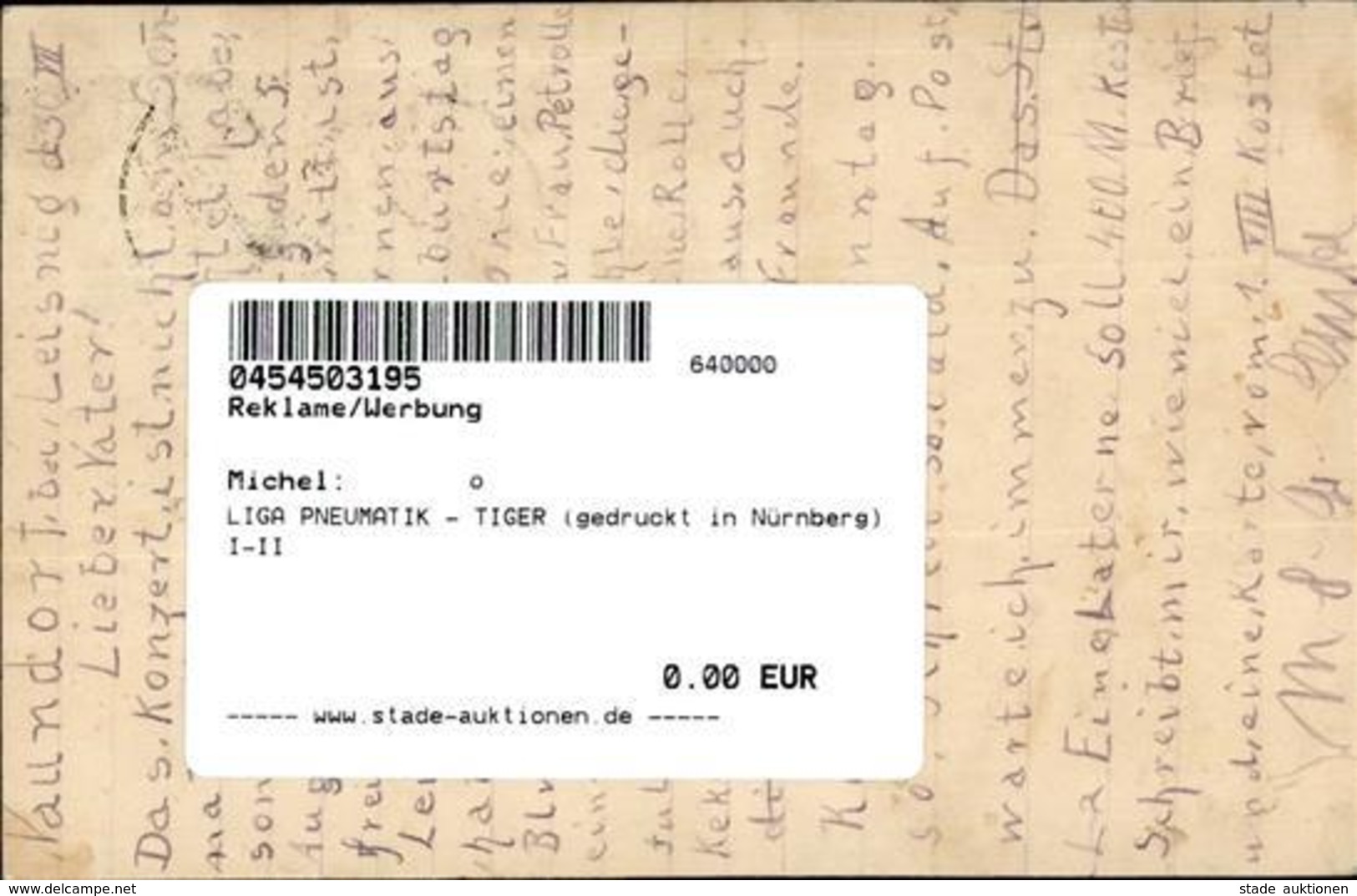 LIGA PNEUMATIK - TIGER (gedruckt In Nürnberg) I-II - Publicité