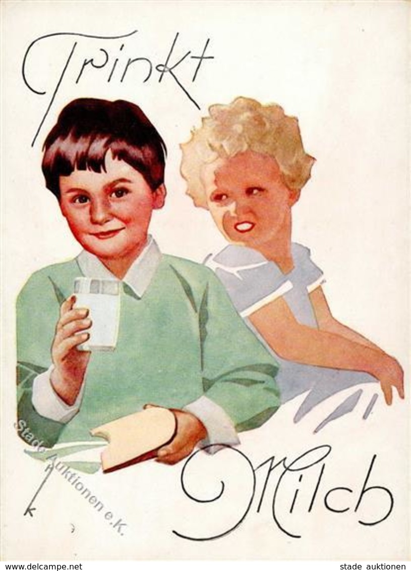 Werbung Kinder Trinkt Milch  Künstlerkarte I-II Publicite - Publicité
