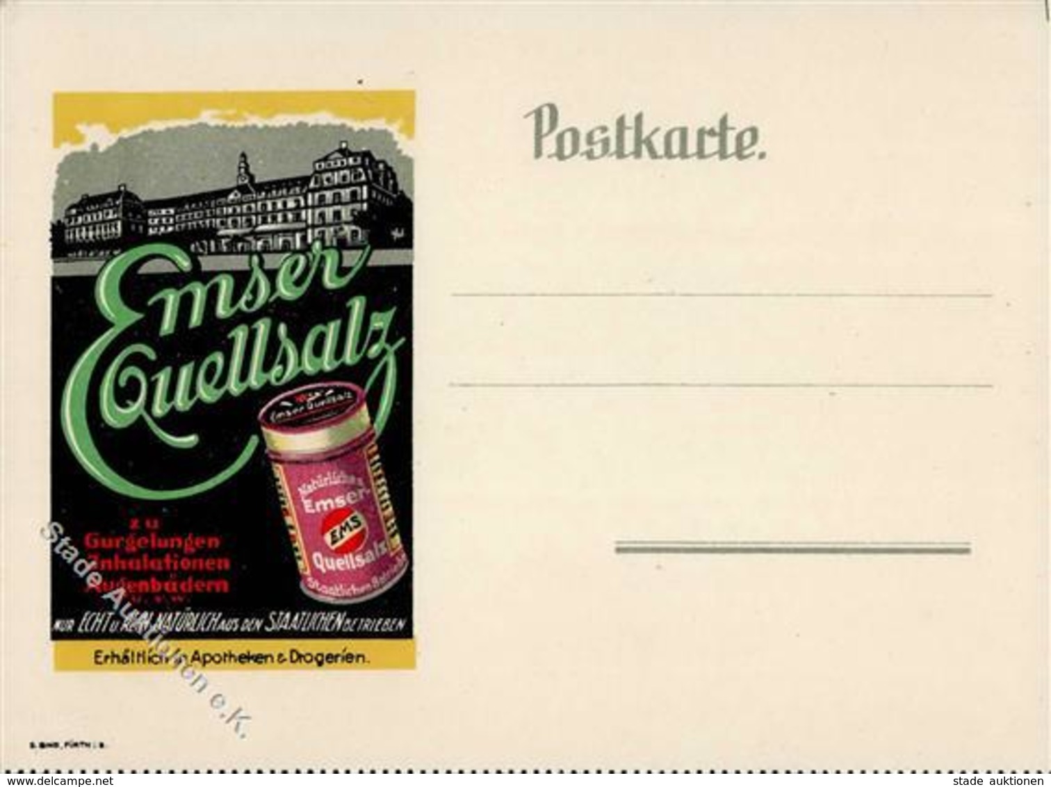 Pharma Werbung Bad Ems (5427) Emser Quellsalz I-II Publicite - Advertising