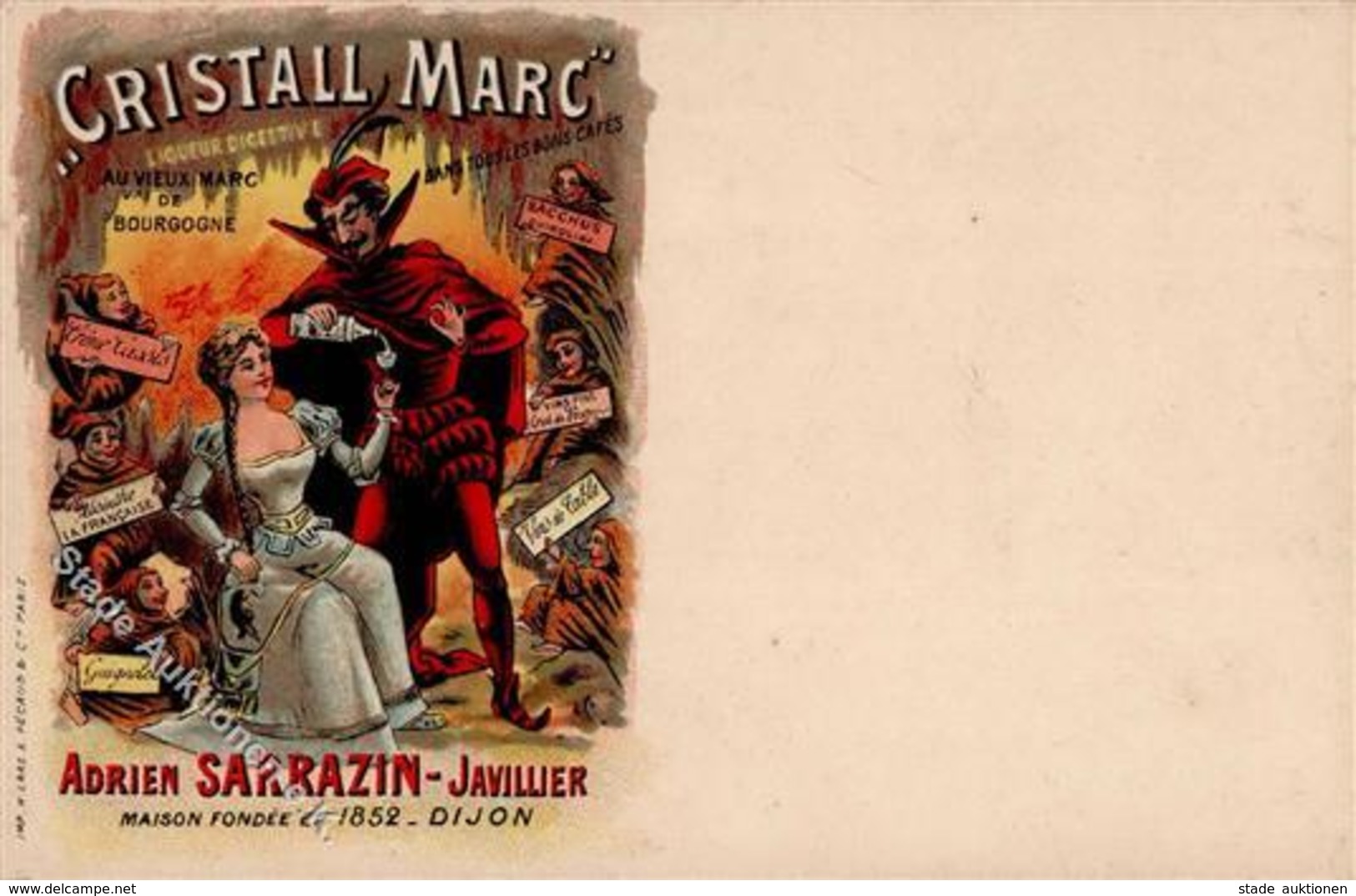 Alkoholwerbung Cristall Marc Adrien Sarrazin Javillier Lithographie I-II - Publicité