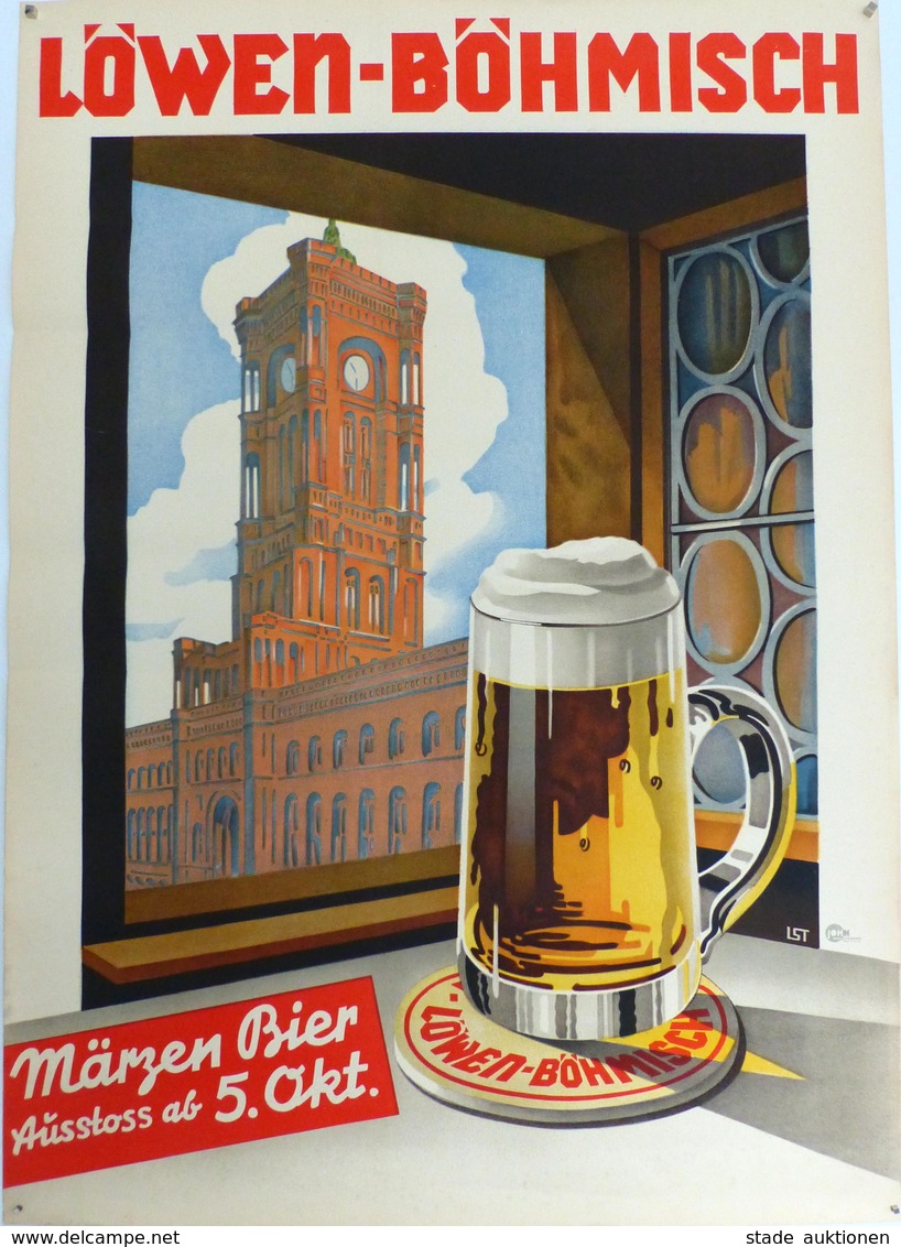 Bier Plakat 66,5 X 48 Cm Löwen Böhmisch II Bière - Pubblicitari