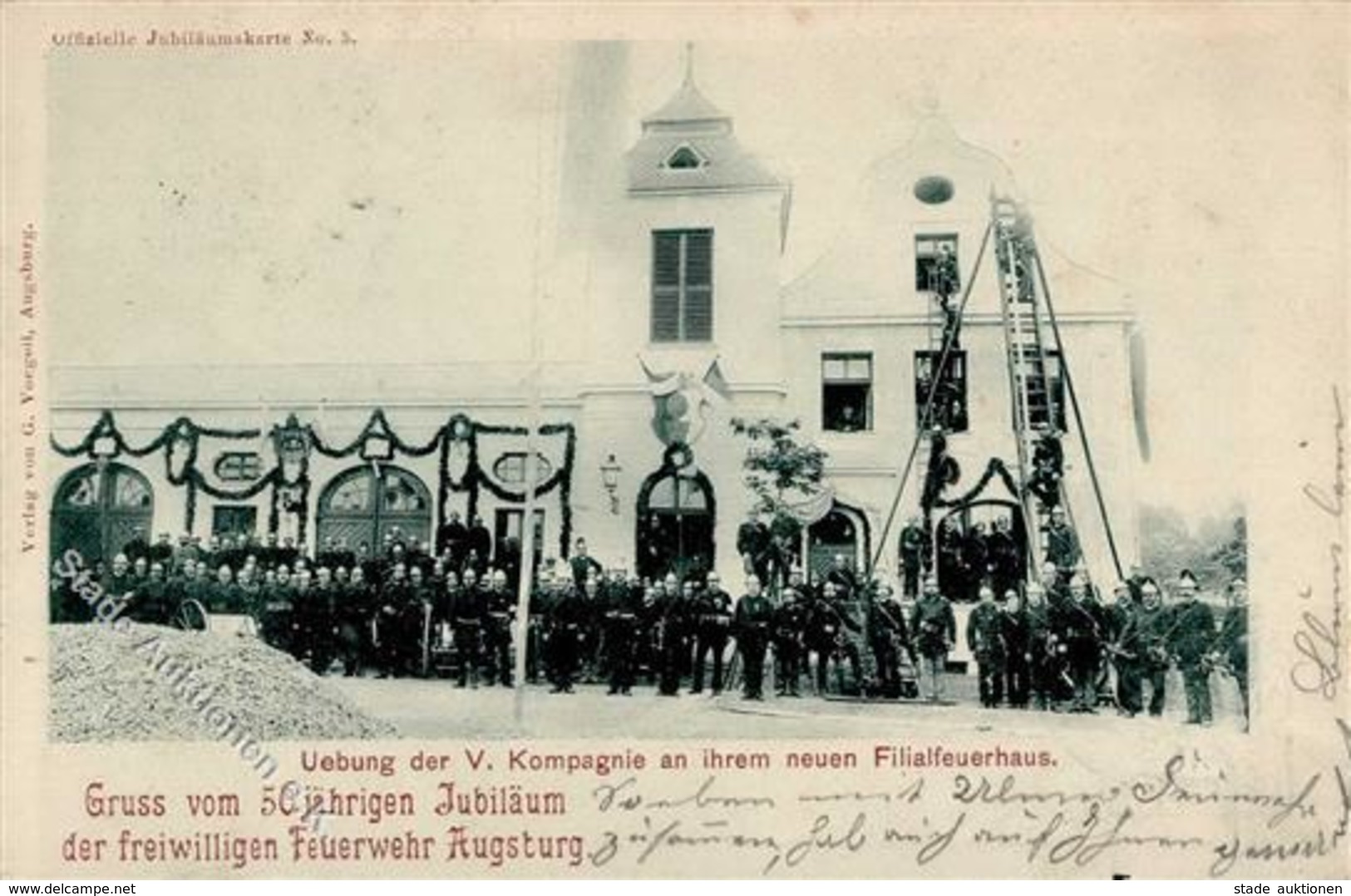 Feuerwehr Augsburg (8900) 50 Jähriges Jubiläum 1899 I-II Pompiers - Firemen