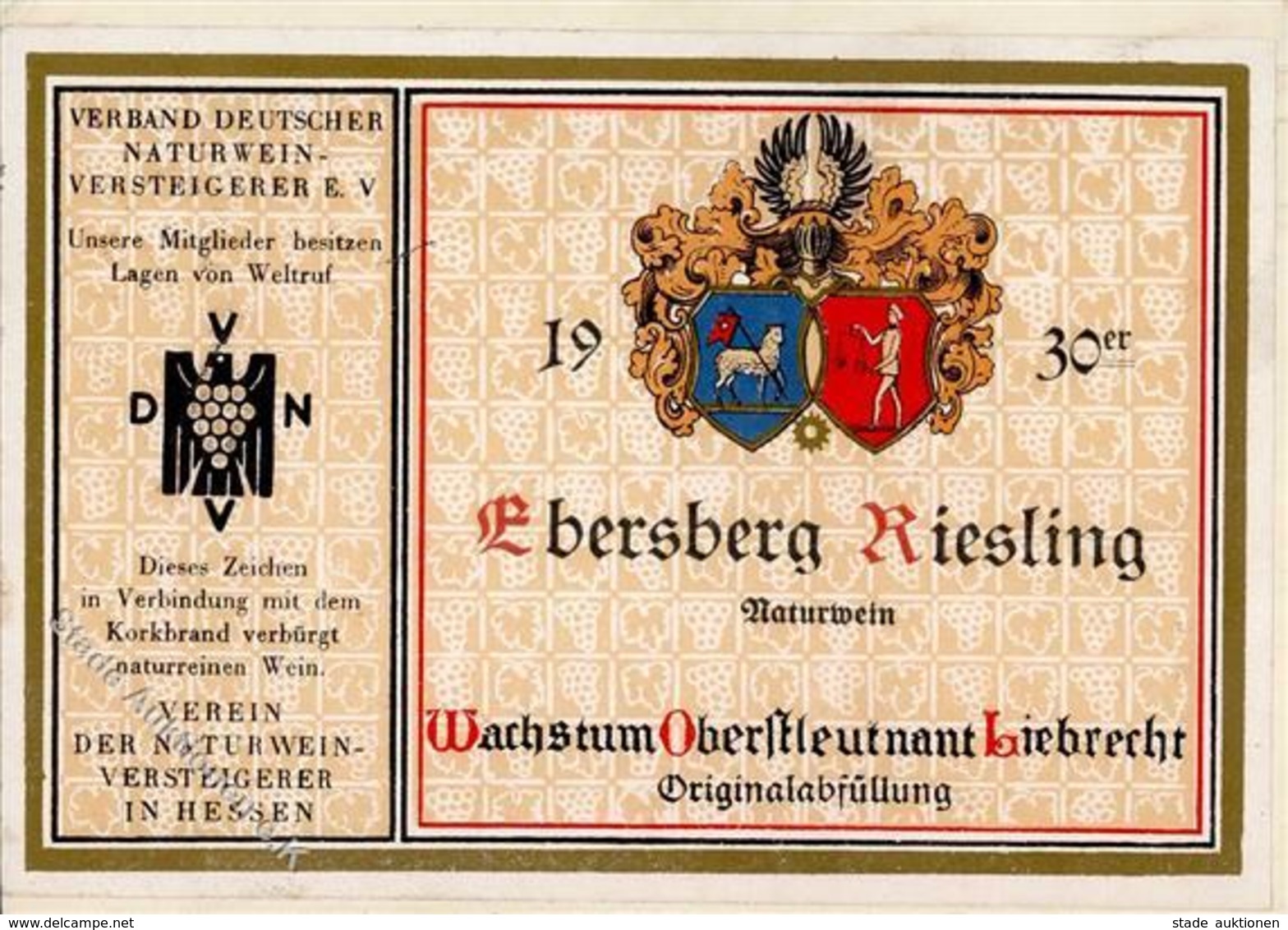 Wein Ebersberg Riesling Naturwein Etikett Auf Postkarte Geklebt I-II Vigne - Exposiciones