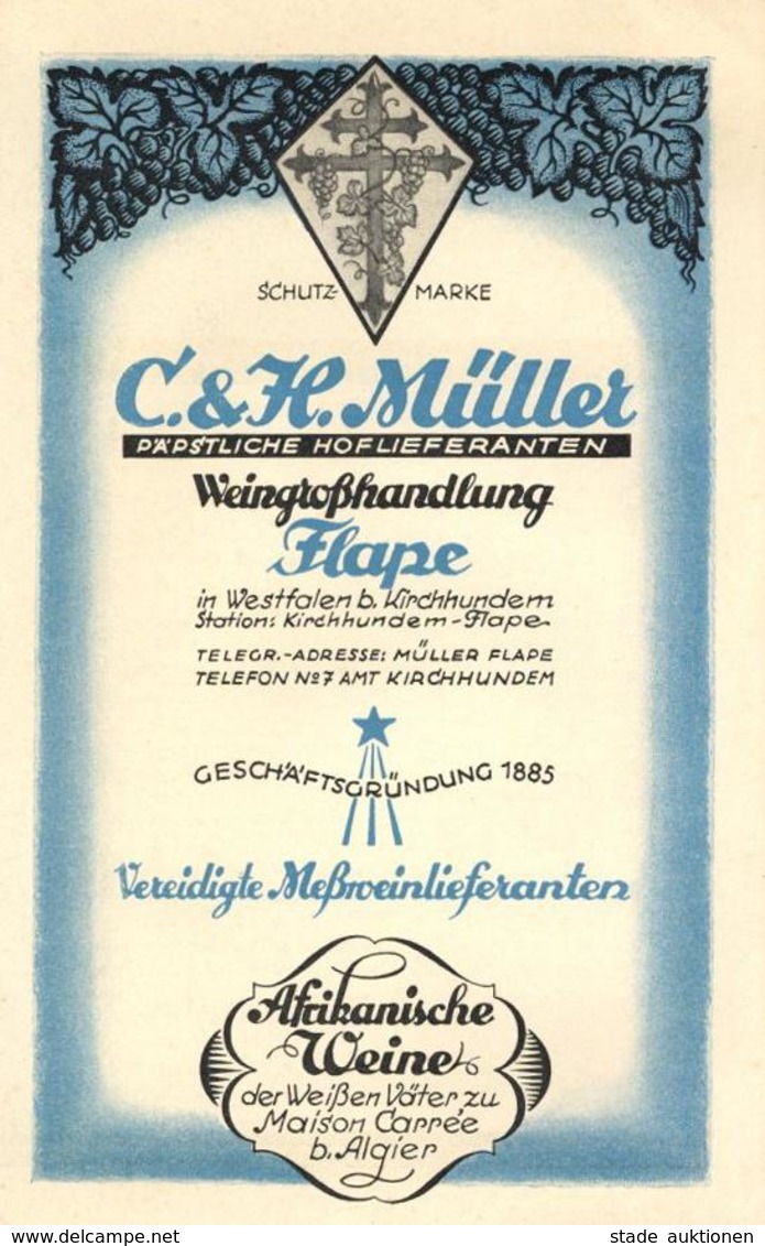 Wein Flape (5942) Weingroßhandlung C. & H. Müller Vereidigte Meßweinlieferanten Preisliste I-II Vigne - Exhibitions