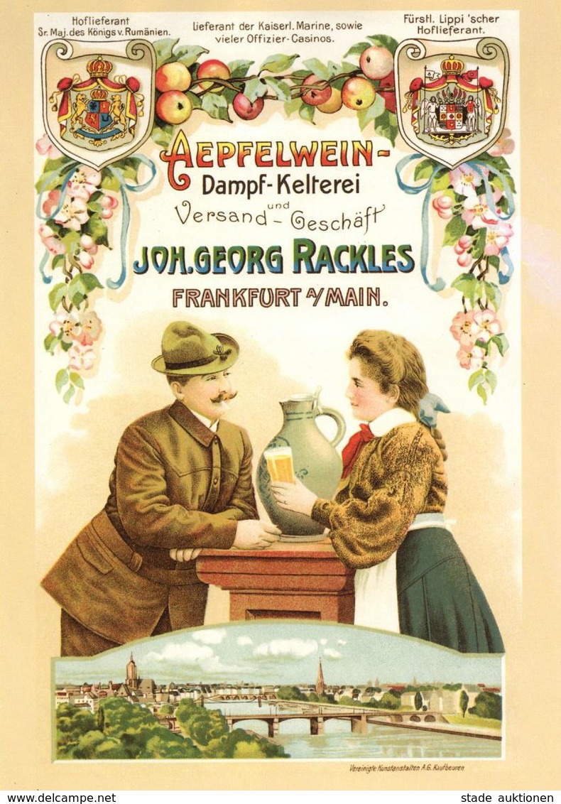 Wein Frankfurt (6000) Plakat 21,5 X 30 Cm Aepfelwein Dampf-Kelterei Joh. Georg Rackles I-II Vigne - Exhibitions