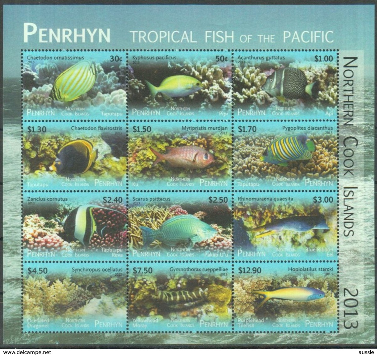 Penrhyn 2013 Yvertn° 546-557 *** MNH Cote 65 Euro Faune Poissons Vissen Fish Coraux - Penrhyn