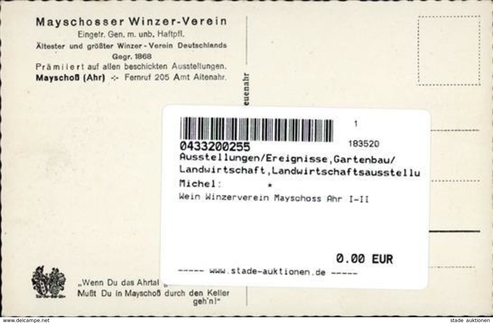Wein Winzerverein Mayschoss Ahr I-II Vigne - Tentoonstellingen