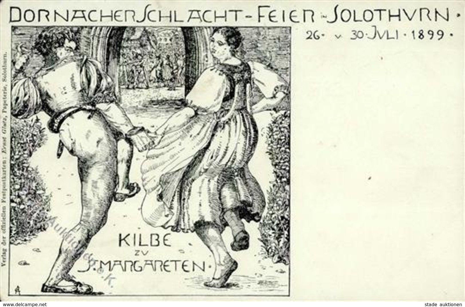 Jahrmarkt Solothurn (4500) Schweiz Dornacher Schlacht Feier Kilbe Zu St. Margareten Künstlerkarte 1899 I-II - Exhibitions