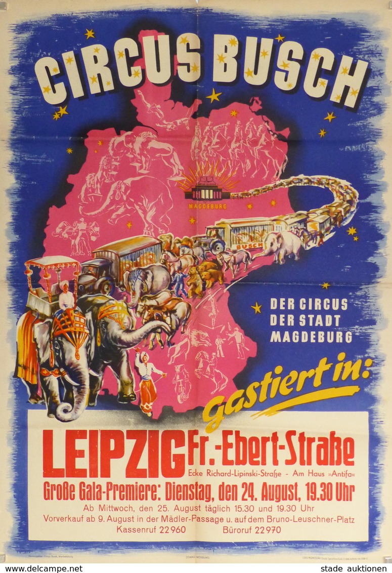 Zirkus Busch Plakat Ca. 59 X 83 Cm II - Circus