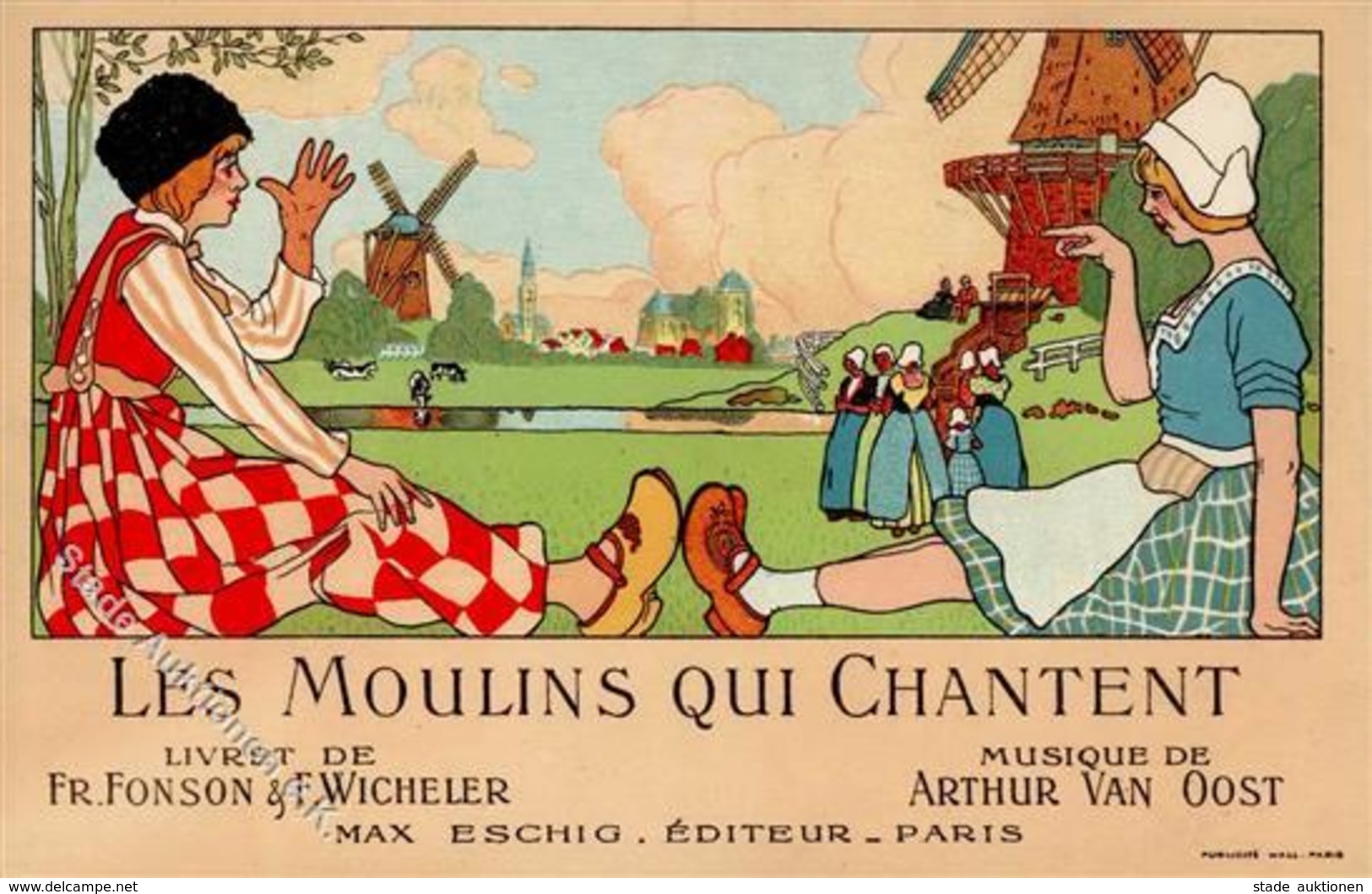 Operette Les Moulins Qui Chantent Lithographie I-II - Musique Et Musiciens