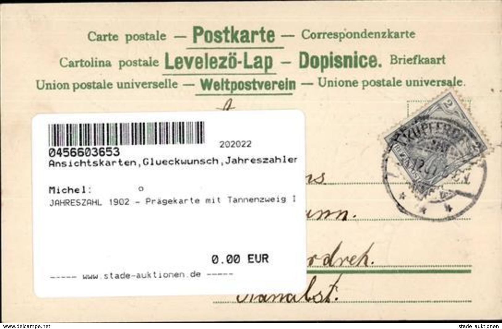 JAHRESZAHL 1902 - Prägekarte Mit Tannenzweig I - Unclassified