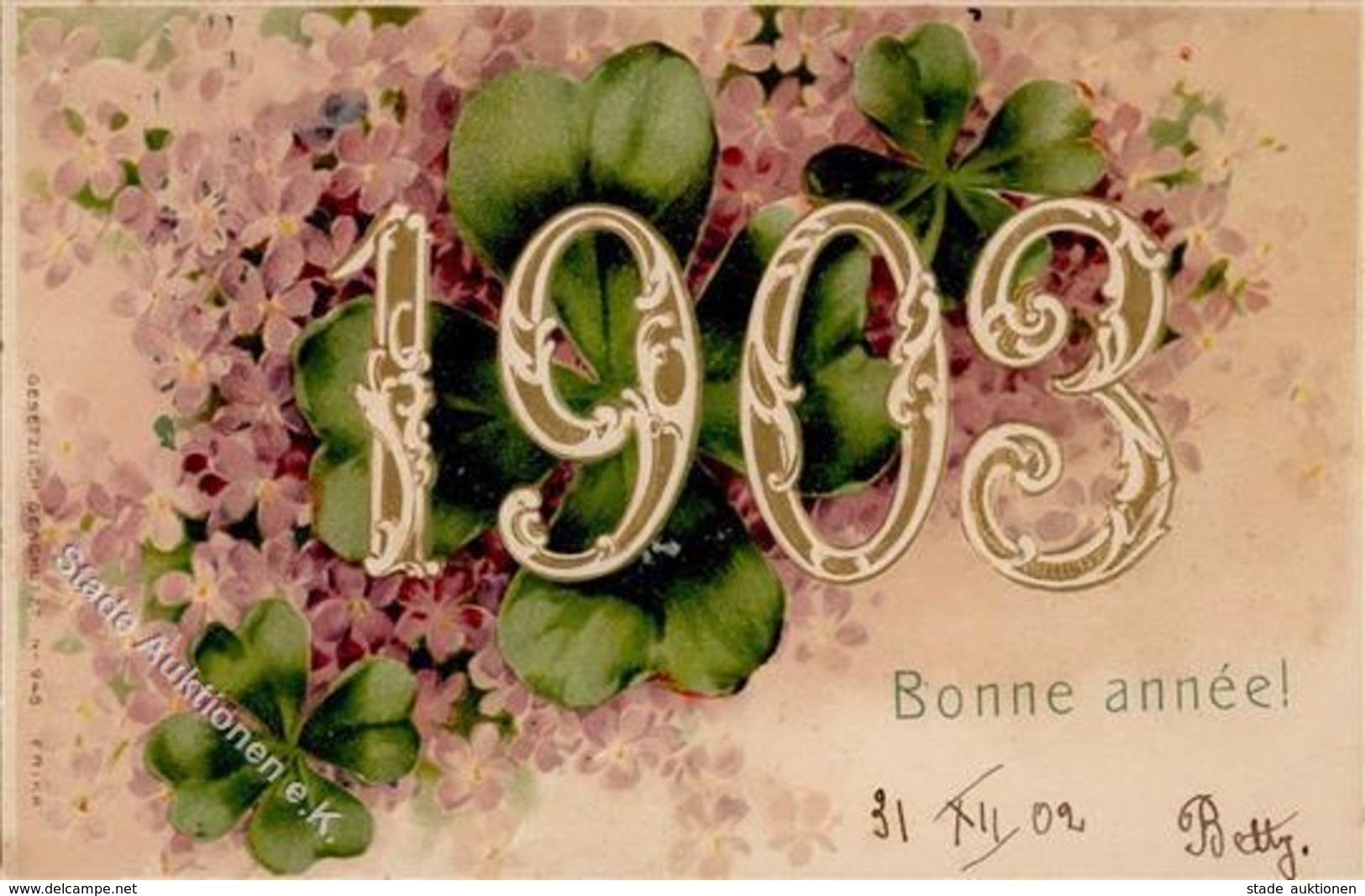 Jahreszahl 1903 Neujahr  Prägedruck I-II Bonne Annee - Unclassified