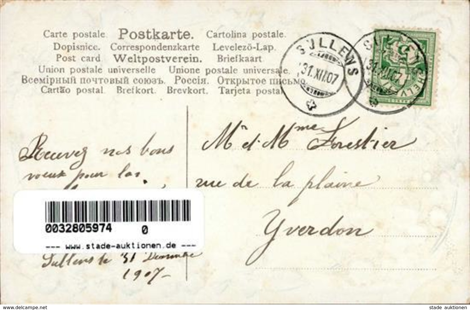 Jahreszahl 1908 Neujahr  Prägedruck I-II Bonne Annee - Unclassified