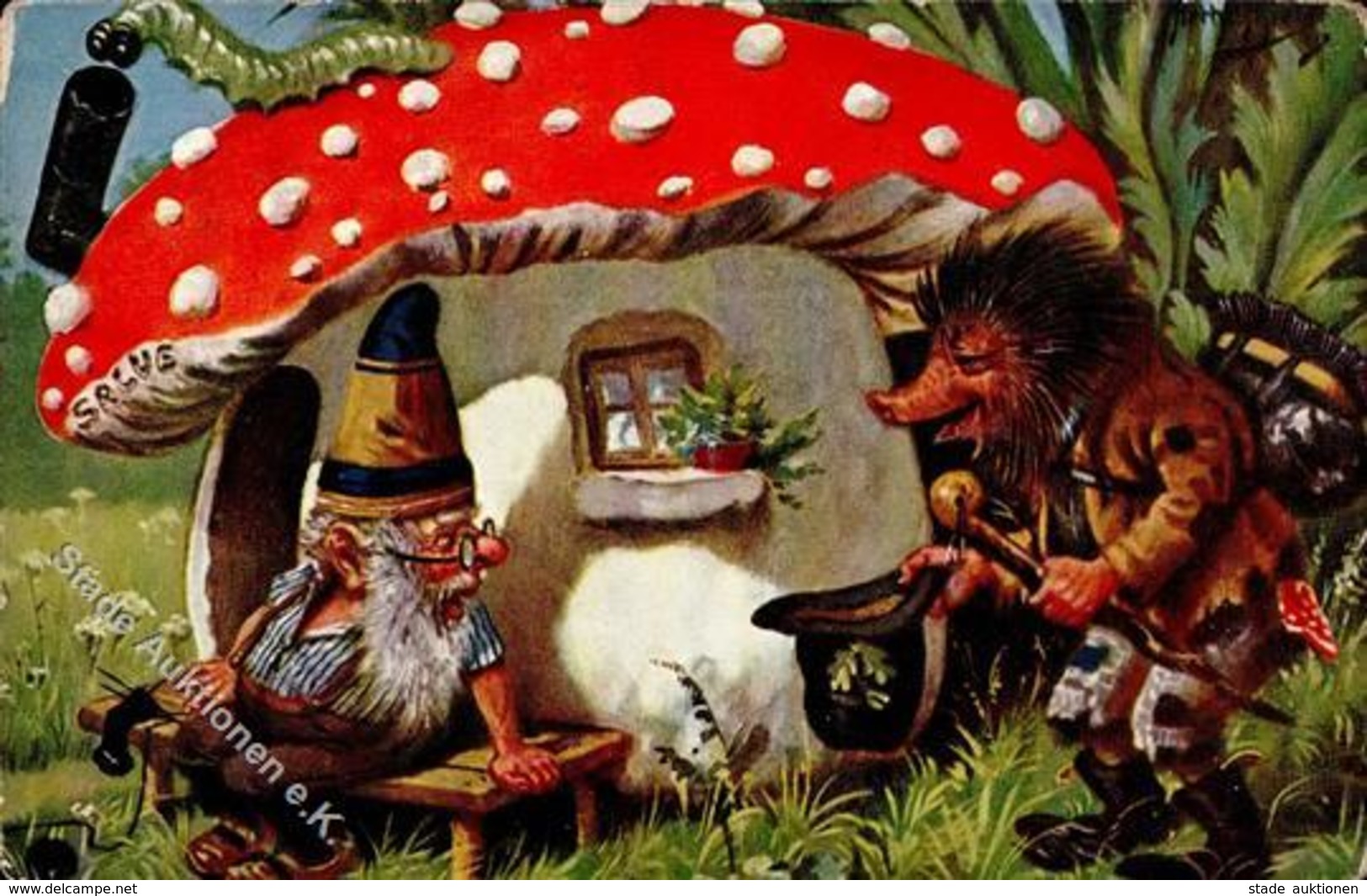 Zwerg Igel Personifiziert Pilz Verlag TSN 872 Künstlerkarte I-II (Ecke Abgestoßen) Lutin - Märchen, Sagen & Legenden