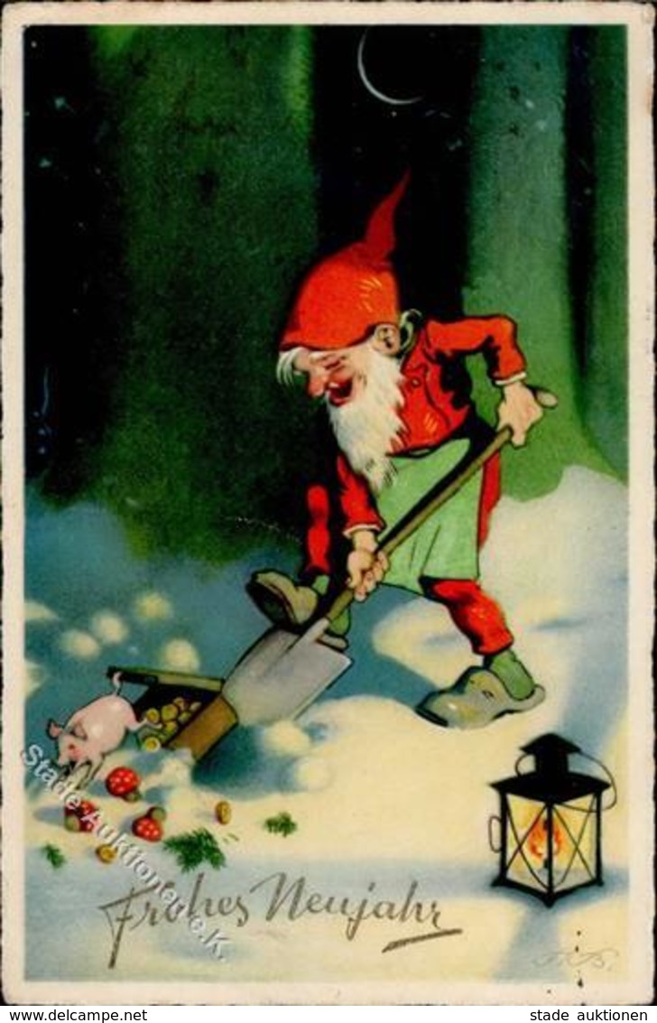 Zwerg Schwein Pilze Neujahr  I-II Cochon Bonne Annee Lutin - Fairy Tales, Popular Stories & Legends