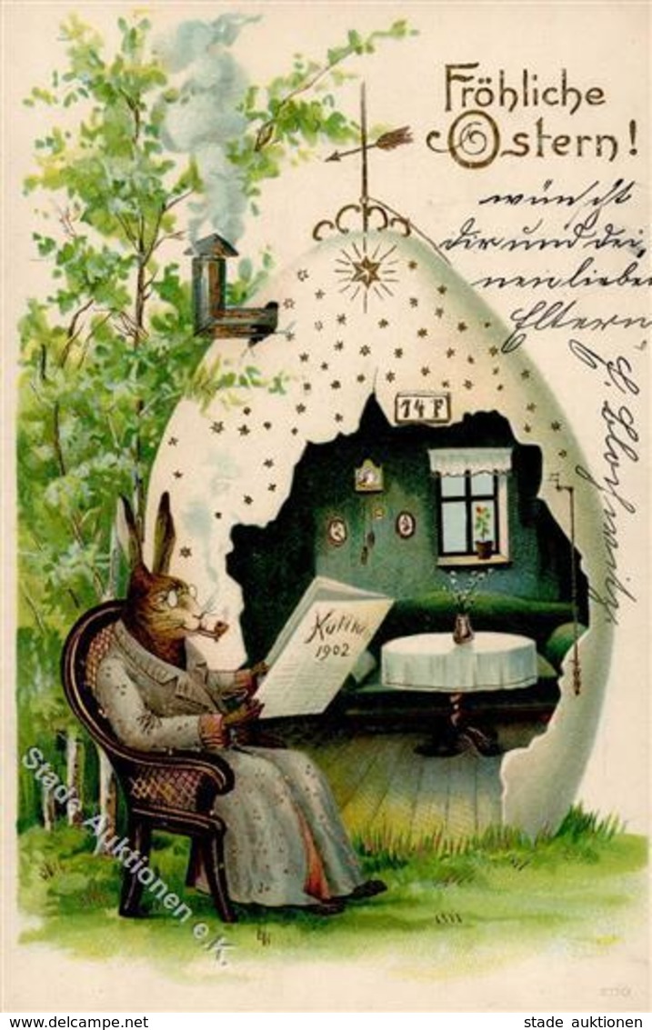 Ostern Hase Personifiziert Künstlerkarte 1902 I-II Paques - Ostern