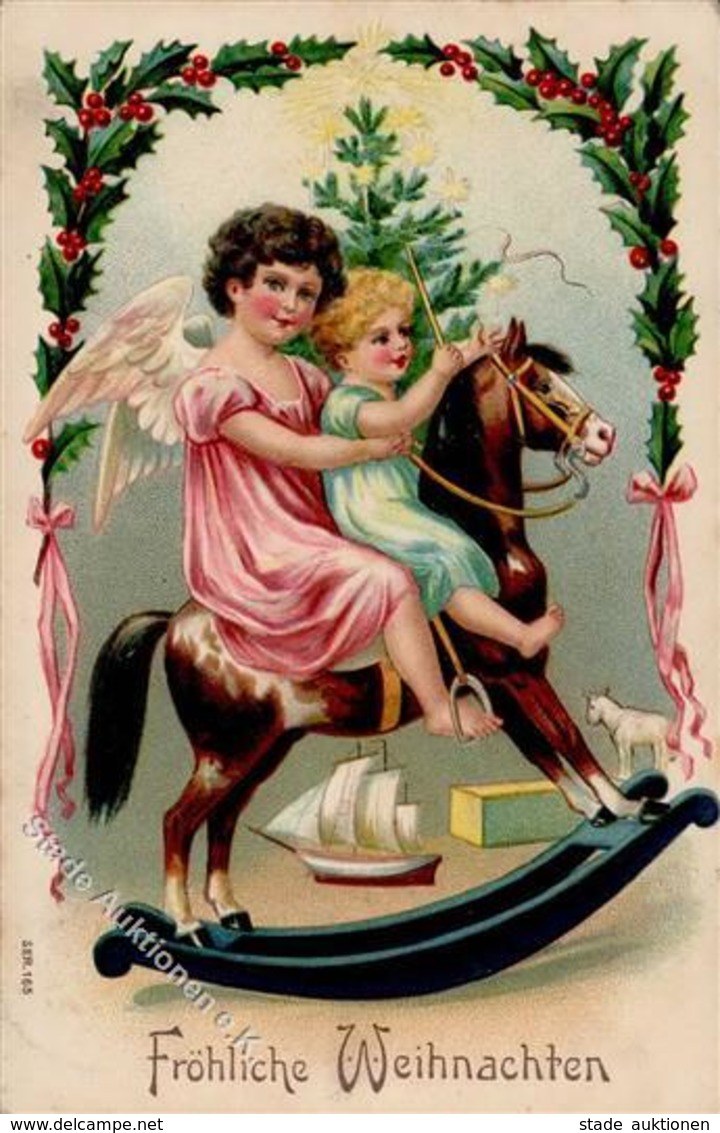 Weihnachten Engel Schaukelpferd Prägedruck 1910 I-II Noel Ange - Sonstige & Ohne Zuordnung