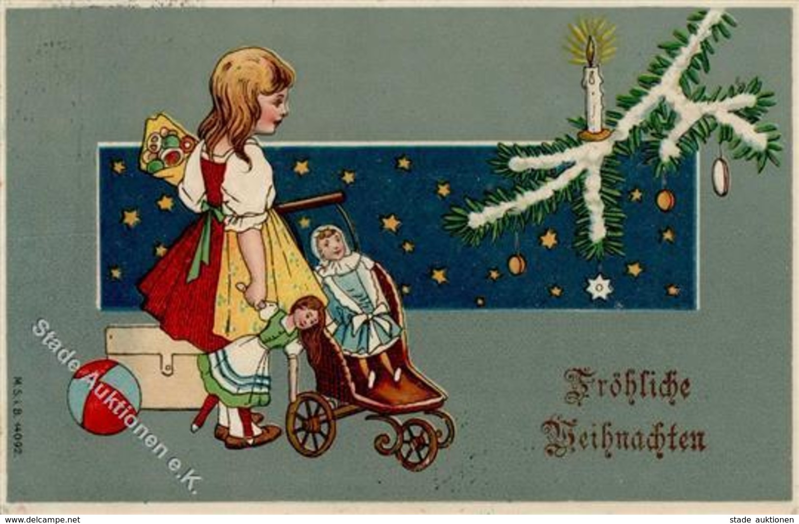 Weihnachten Kind Puppen  Prägedruck 1914 I-II (fleckig) Noel - Sonstige & Ohne Zuordnung