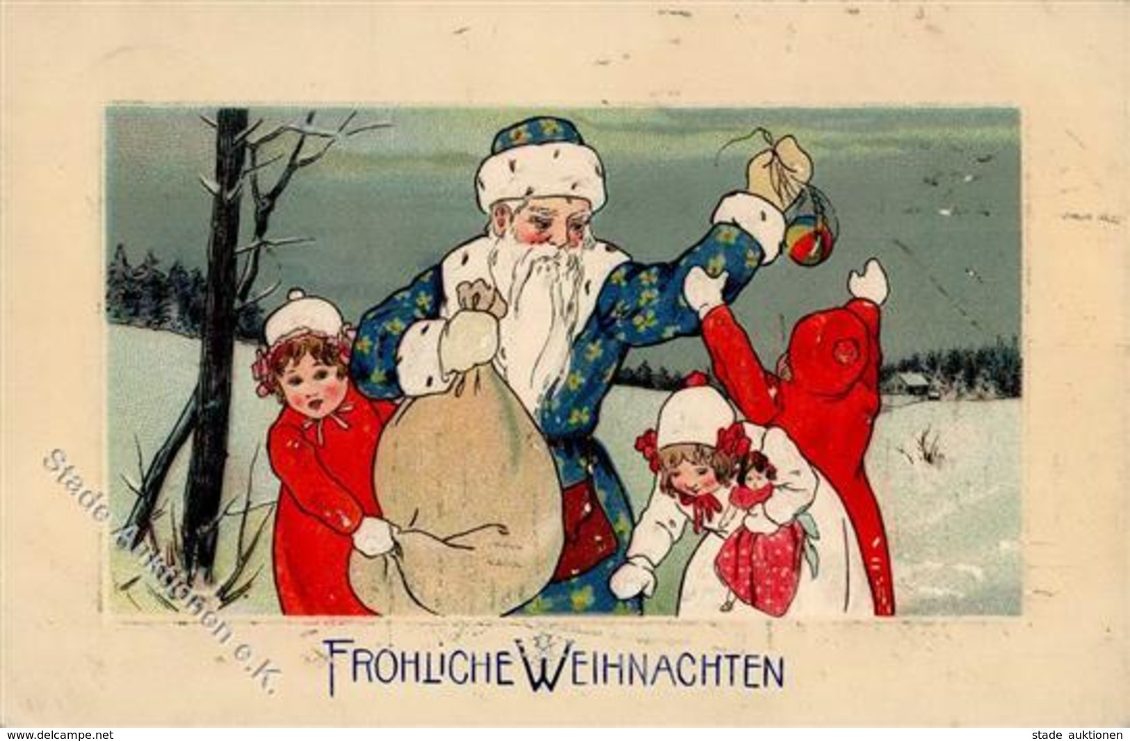 Weihnachtsmann Kinder Puppe  Prägedruck 1909 I-II (fleckig) Pere Noel - Santa Claus
