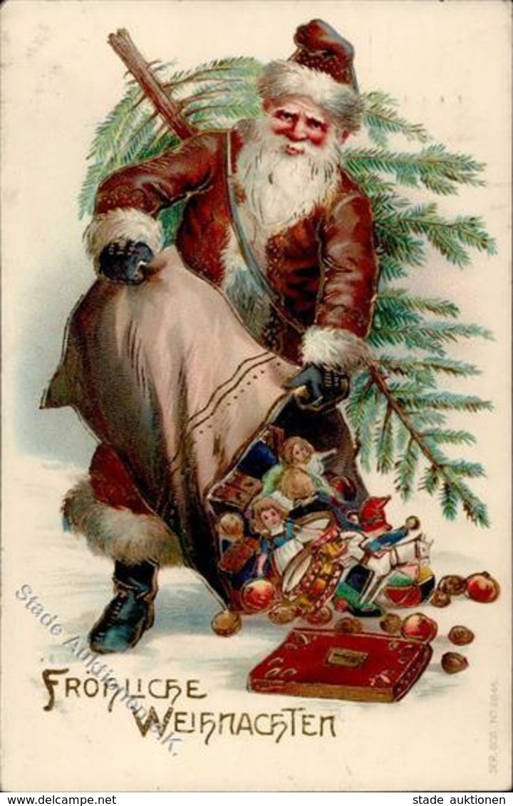 Weihnachtsmann Puppe Spielzeug Präge-Karte 1910 I-II Pere Noel Jouet - Santa Claus