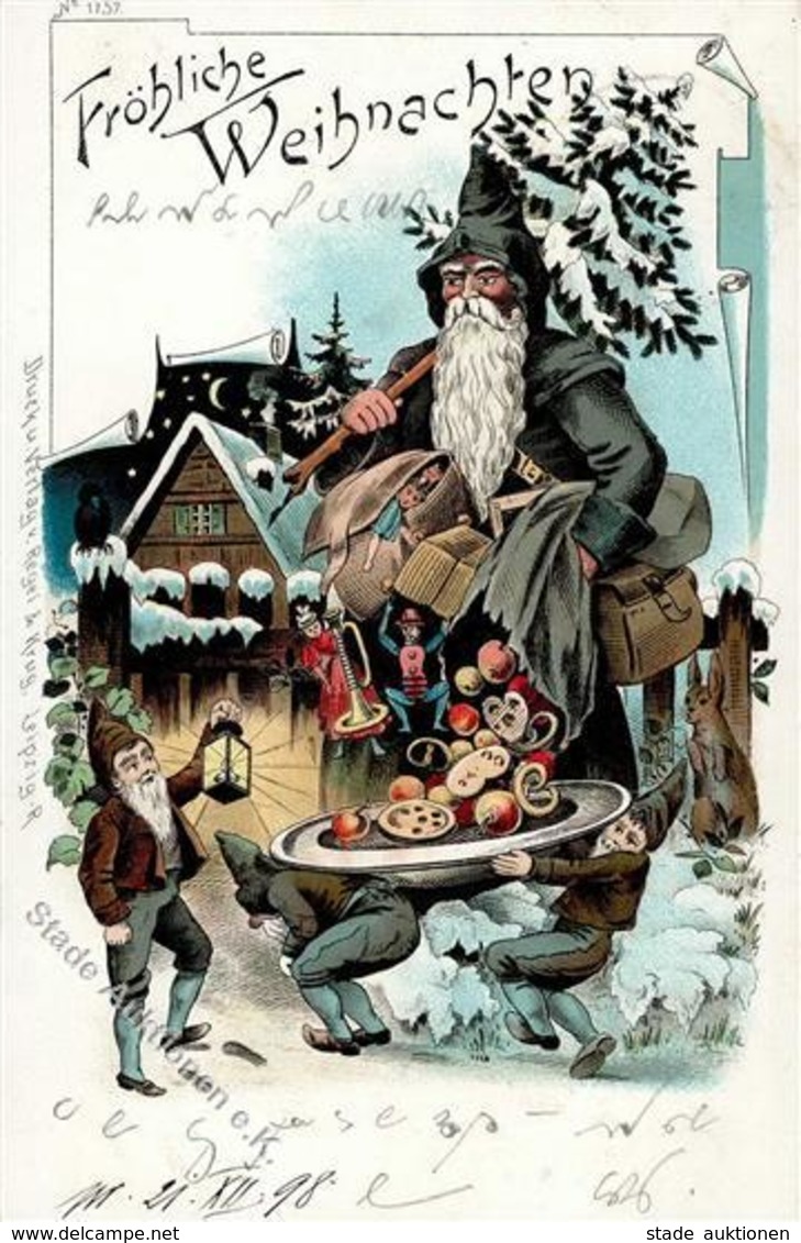 Weihnachtsmann Zwerge Spielzeug  Lithographie 1898 I-II Pere Noel Jouet Lutin - Santa Claus