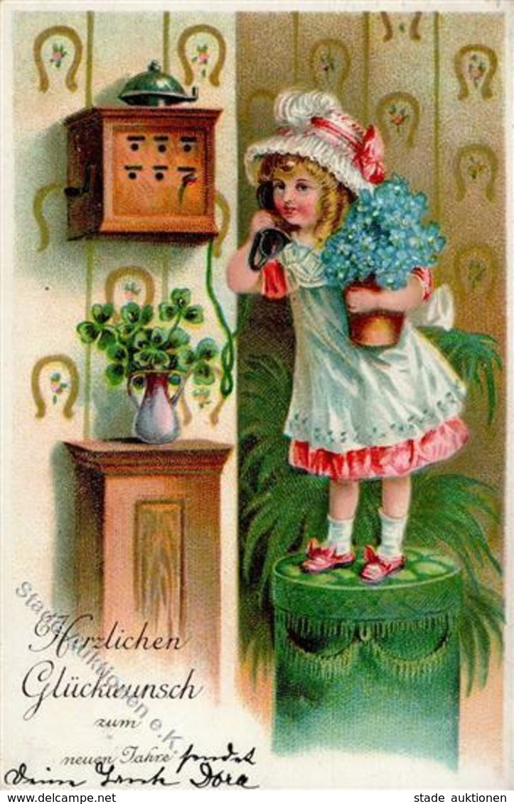 Neujahr Telefon Kind  Prägedruck 1911 I-II Bonne Annee - Anno Nuovo