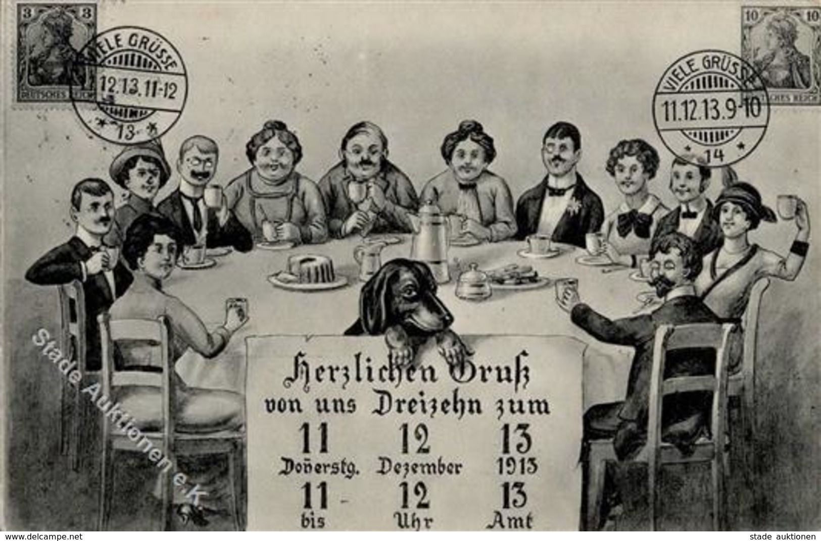 Dackel Leipzig (O7000) Datumskarte 11.12.13 Künstlerkarte 1913 I-II - Perros