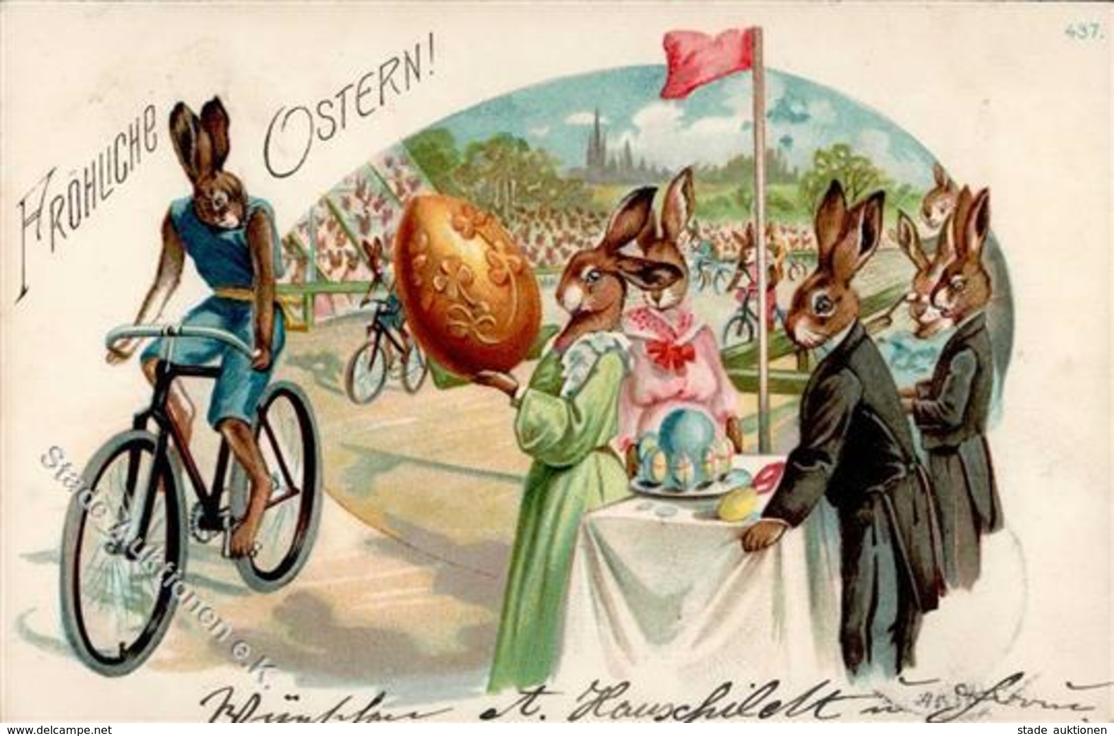 Hase Personifiziert Fahrrad Ostern  Prägedruck 1905 I-II Cycles Paques - Autres & Non Classés