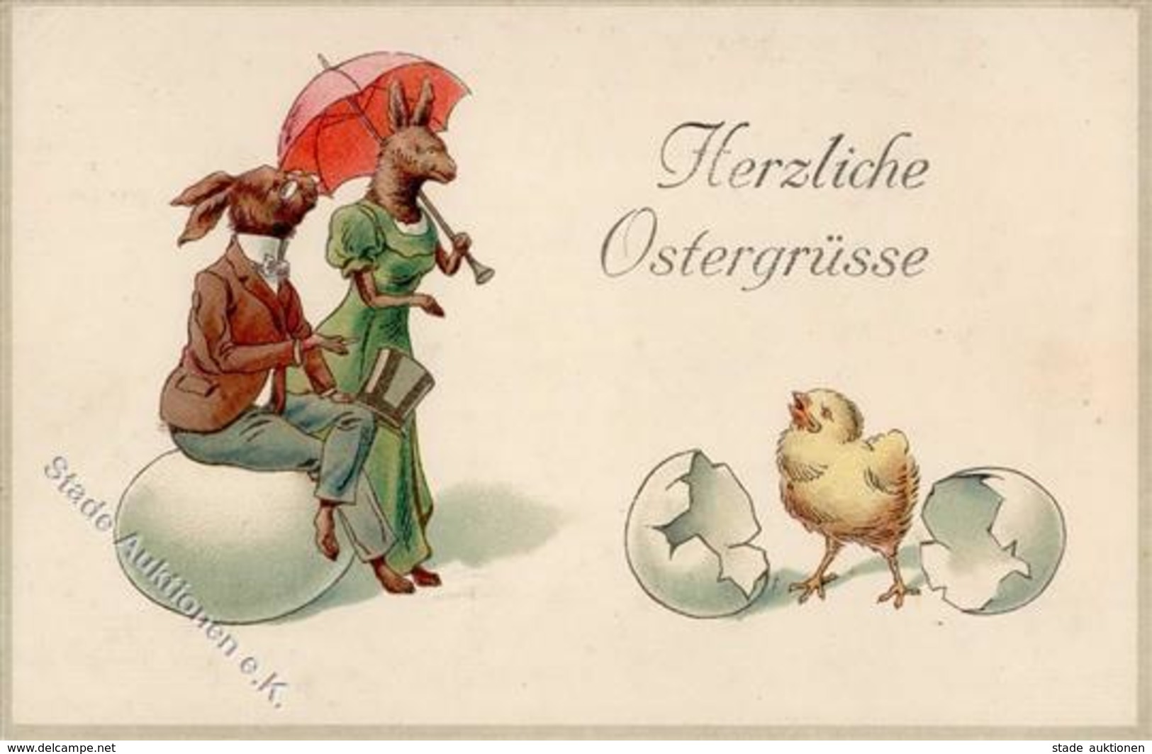 Hase Personifiziert Küken Ostern  I-II Paques - Autres & Non Classés