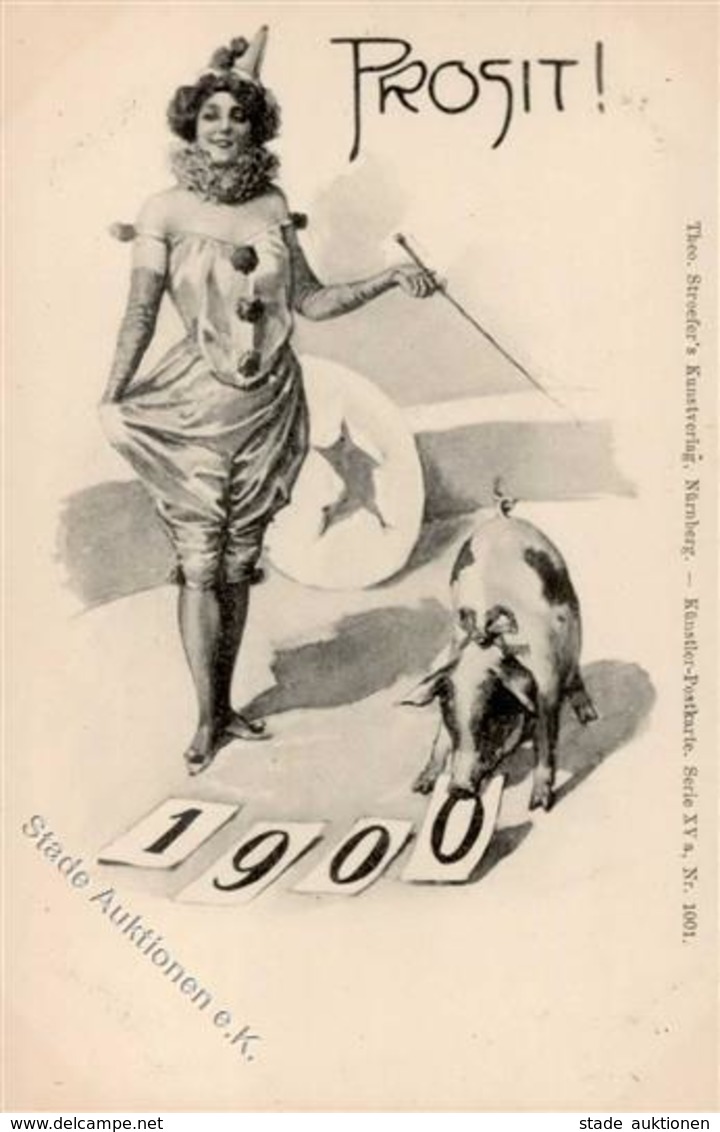 Schwein Frau Neujahr TSN 1001 Künstlerkarte I-II Cochon Bonne Annee - Sonstige & Ohne Zuordnung