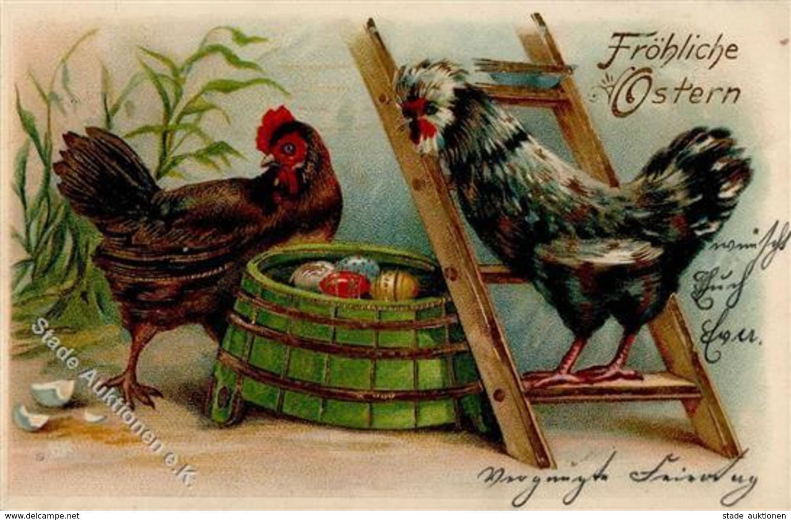 Huhn Ostern  Lithographie / Prägedruck 1905 I-II Paques - Sonstige & Ohne Zuordnung