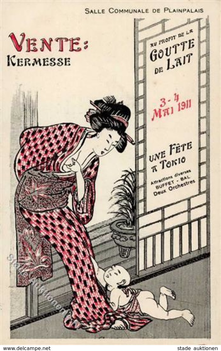 Hilfsorganisation La Goutte De Lait Geisha Kind  Künstlerkarte 1911 I-II - Autres & Non Classés