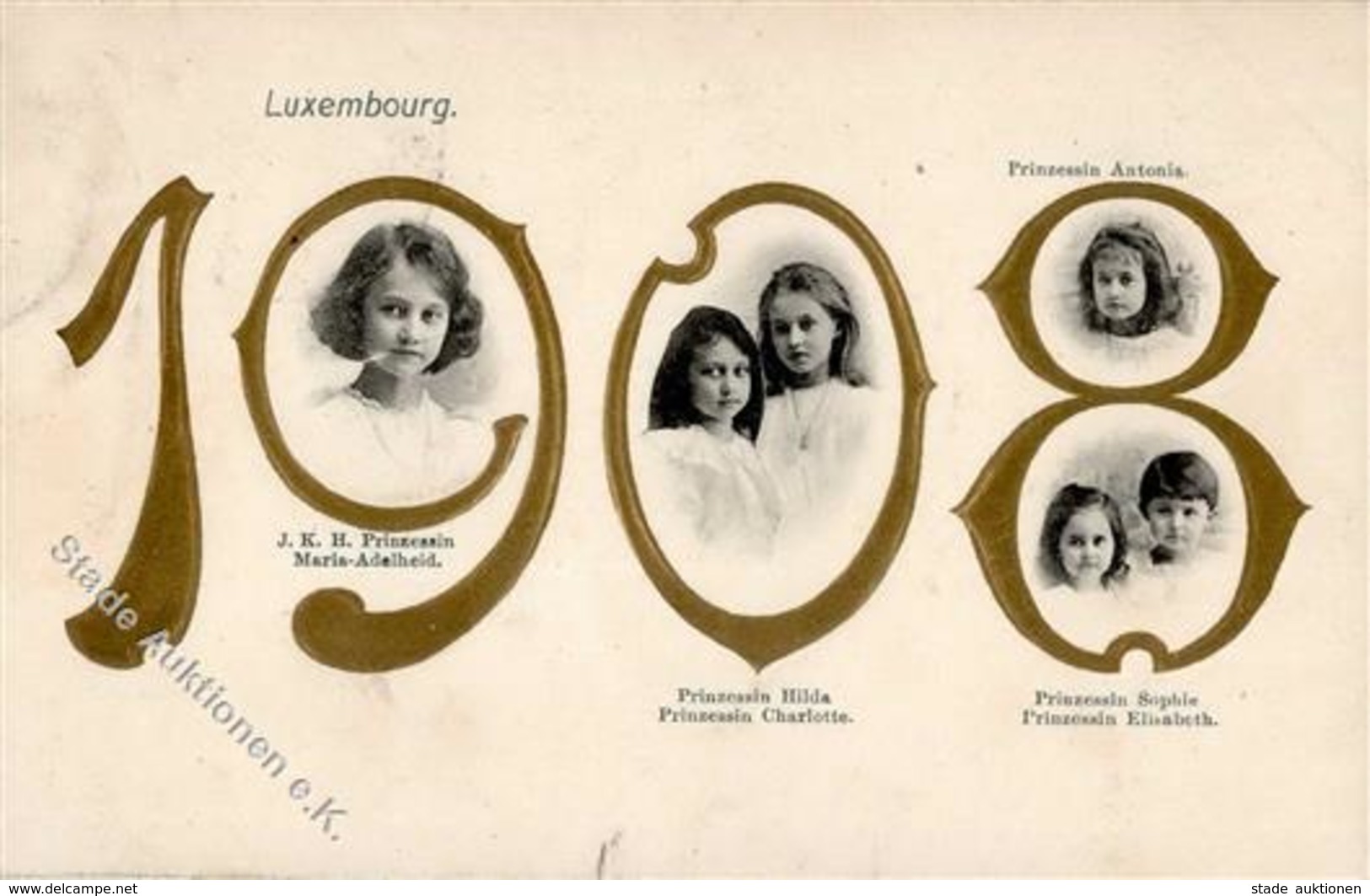 Adel Luxemburg Prinzessinnen Prägedruck 1907 I-II - Royal Families