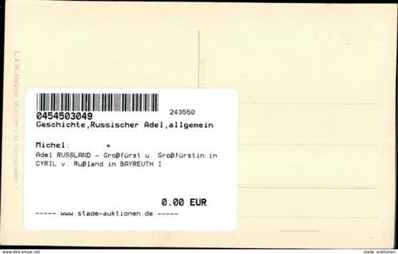 Adel RUSSLAND - Großfürst U. Großfürstin In CYRIL V. Rußland In BAYREUTH I - History