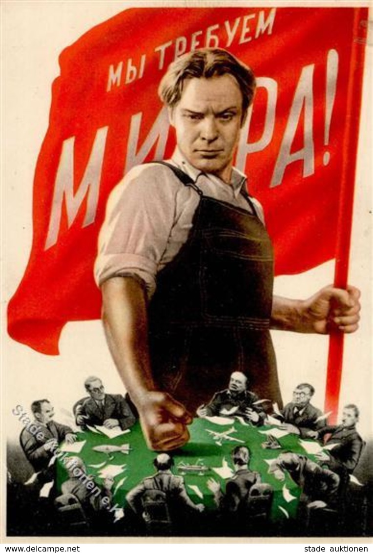 RUSSLAND - Propagandakarte 1950 - Kleiner Einriß! - History