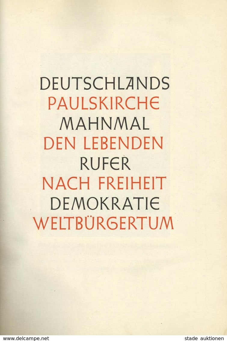 Buch Politik Deutschlands Paulskirche Mahnmal Den Lebenden Rufer Nach Freiheit Demokratie Weltbürgertum 1848 - 1948 Hrsg - Events