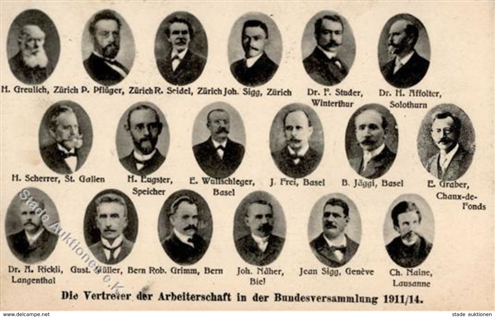 Politik Bern (3000) Schweiz Vertreter Der Arbeiterschaft In Der Bundesversammlung 1911/14 I-II (fleckig) - Events