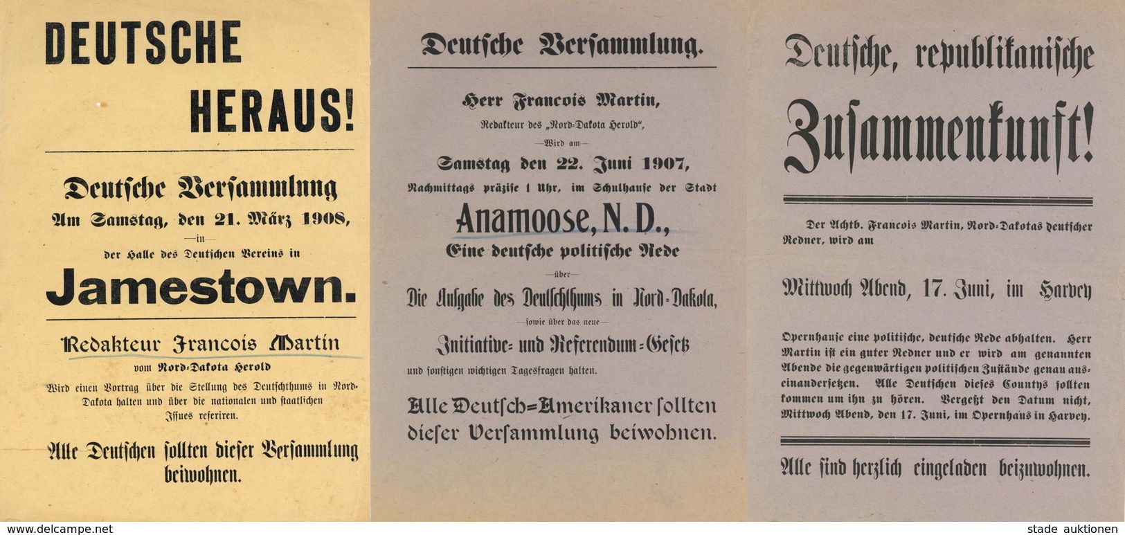 Politik Nord Dakota USA Lot Mit 12 Flugblättern Deutsche Versammlung II - Events