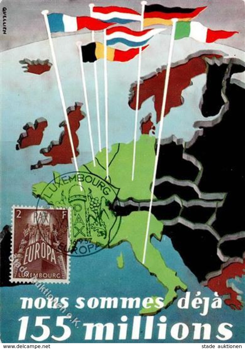 Politik Sign. Quellin Europa Friedensbewegung 1957 Künstlerkarte I-II - Eventi