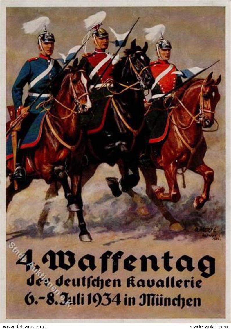 Militär München 4. Waffentag Der Deutschen Kavallerie Sign. Merte, O. Künstlerkarte I-II - Uniformen