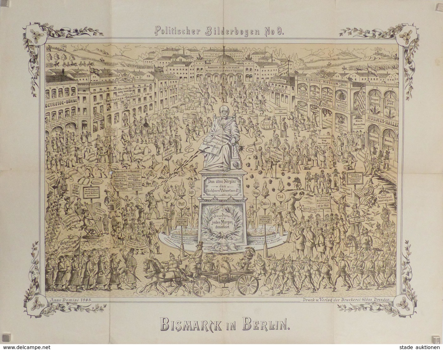 Bismarck Politischer Bilderbogen Bismarck In Berlin 1893 64 X 50 Cm II (Einrisse) - Uniformes