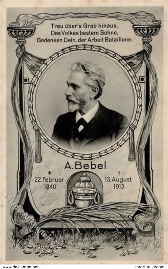 Arbeiterbewegung August Bebel Sterbekarte 1913 I-II - Uniformen