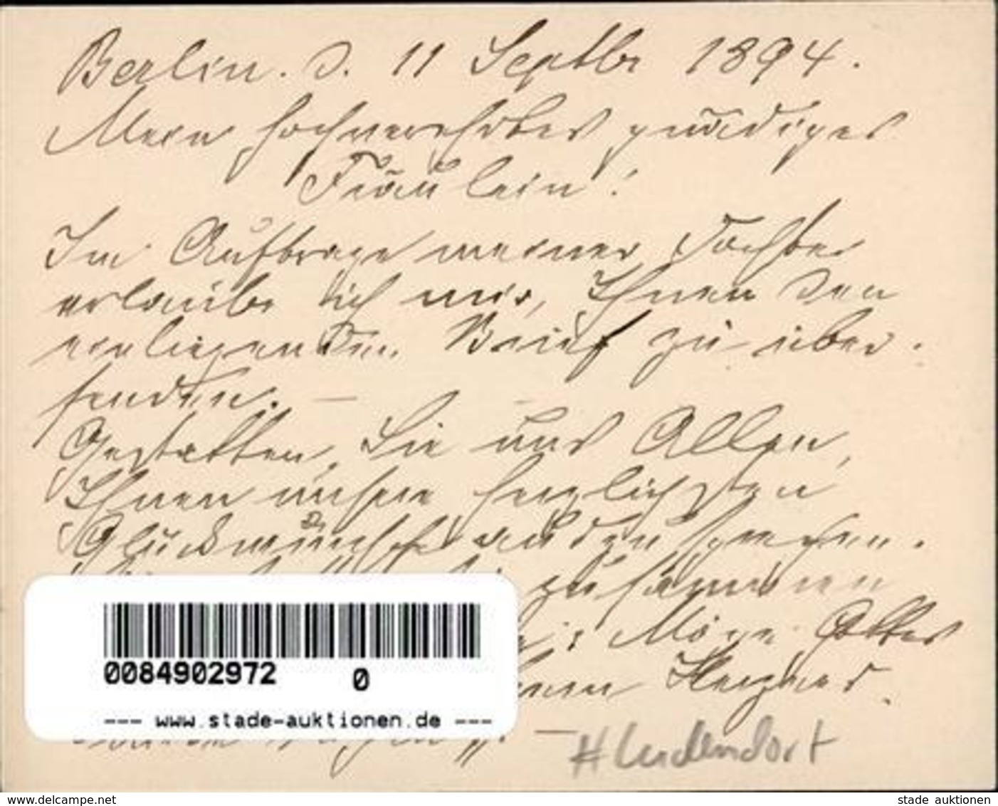 Ludendorff Autograph 1894 I-II - Other & Unclassified