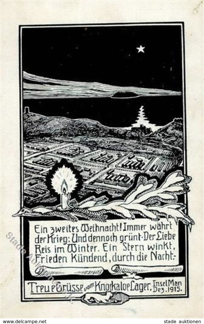 Kriegsgefangene Weihnachten Knockaloe Lager Insel Man 1915 Lagerstempel I-II Noel - Sonstige & Ohne Zuordnung