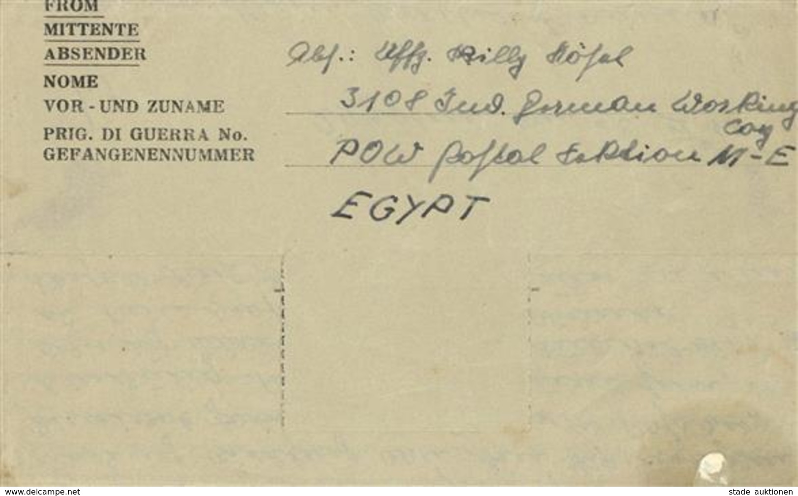 Kriegsgefangene, 1947, 3-sprachiger Faltbrief, Gefangenenpost Aus Ägypten" (3108 Ind. German Working Coy Sektion M-E), B - Other & Unclassified