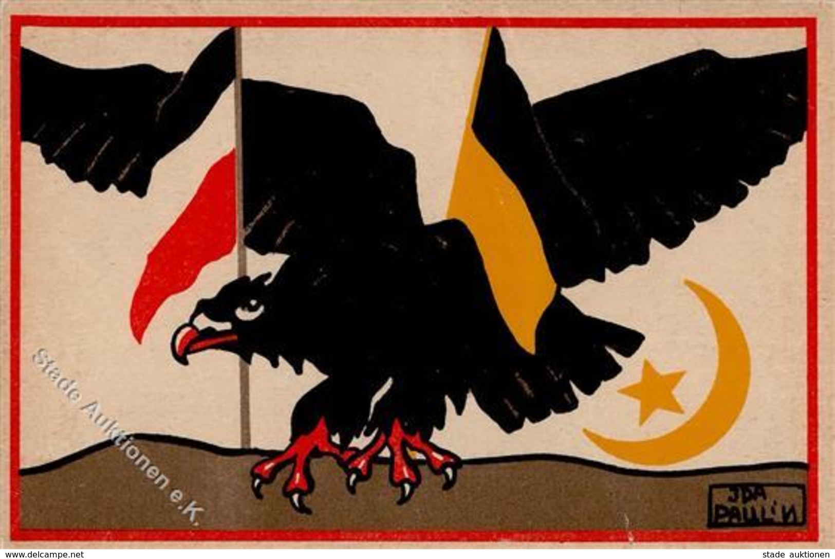 Propaganda WK I Fahnen Adler Sign. Paulin, Ida Künstlerkarte I-II - War 1914-18