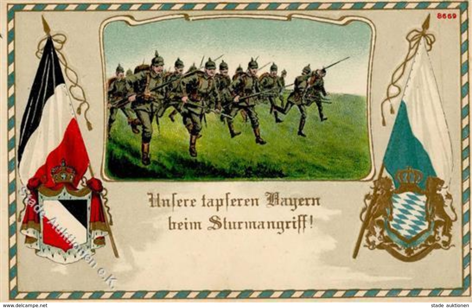 WK I - Prägekarte -unsere Tapferen BAYERN Beim Sturmangriff- I - Guerre 1914-18